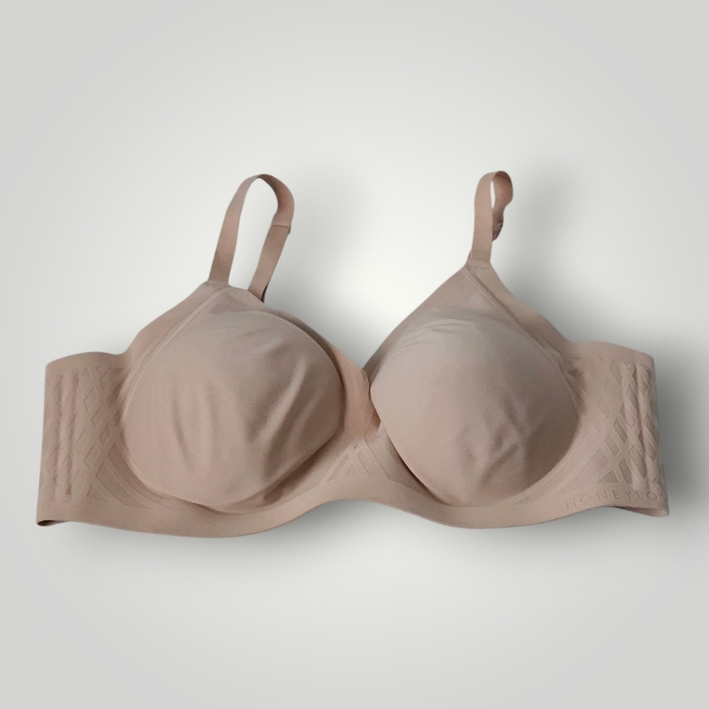 HoneyLove Silhouette Wireless Bra 1X Sand Nude Smoothing Wire Free Full Coverage